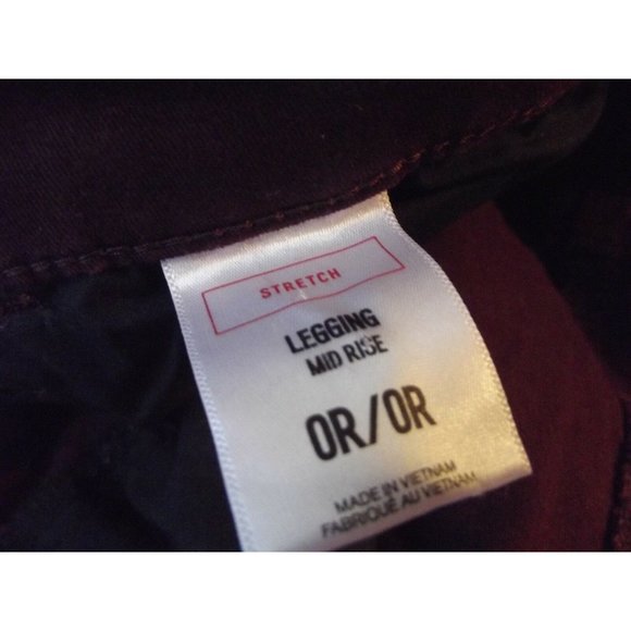 Express Jean Legging Size 0 Mid Rise Stretch Five Pocket Wine jeans leggings - Picture 7 of 8